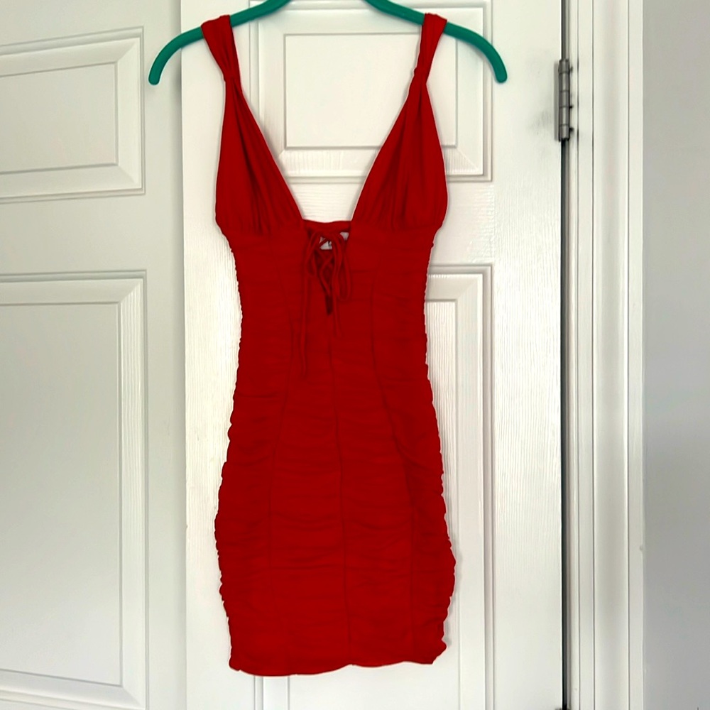 Bodycon red mini dress